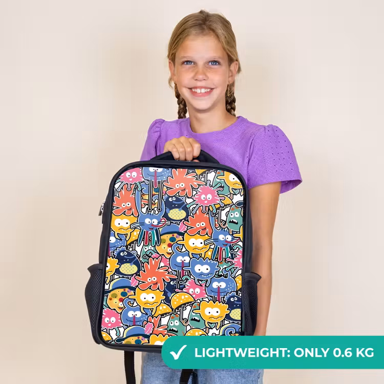 Kids backpack - Black - Beasts with Big Eyes — 9