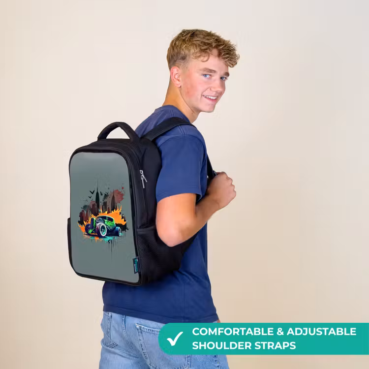 Kids backpack - Black - Car in ghost town — 11