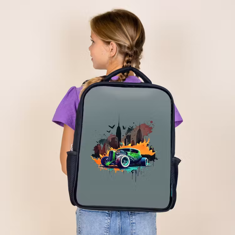 Kids backpack - Black - Car in ghost town — 4