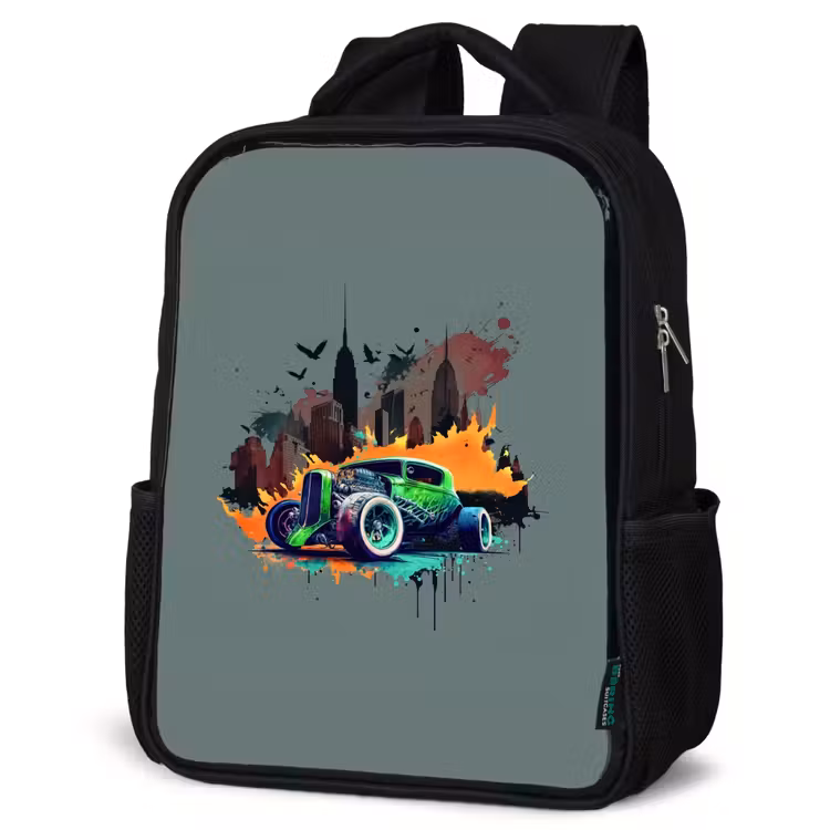 Kids backpack - Black - Car in ghost town — 6