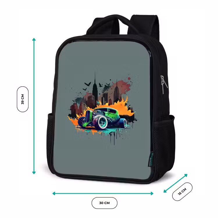 Kids backpack - Black - Car in ghost town — 8
