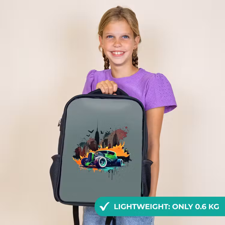 Kids backpack - Black - Car in ghost town — 9