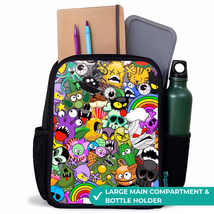 Kids backpack - Black - Colorful Monster Mix — 10