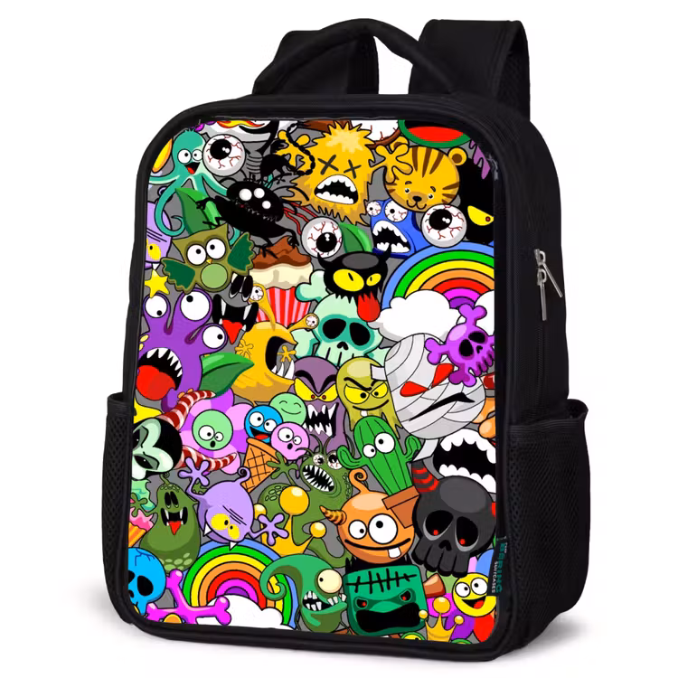 Kids backpack - Black - Colorful Monster Mix — 6