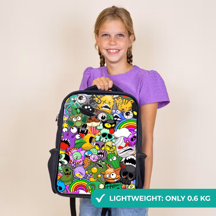Kids backpack - Black - Colorful Monster Mix — 9