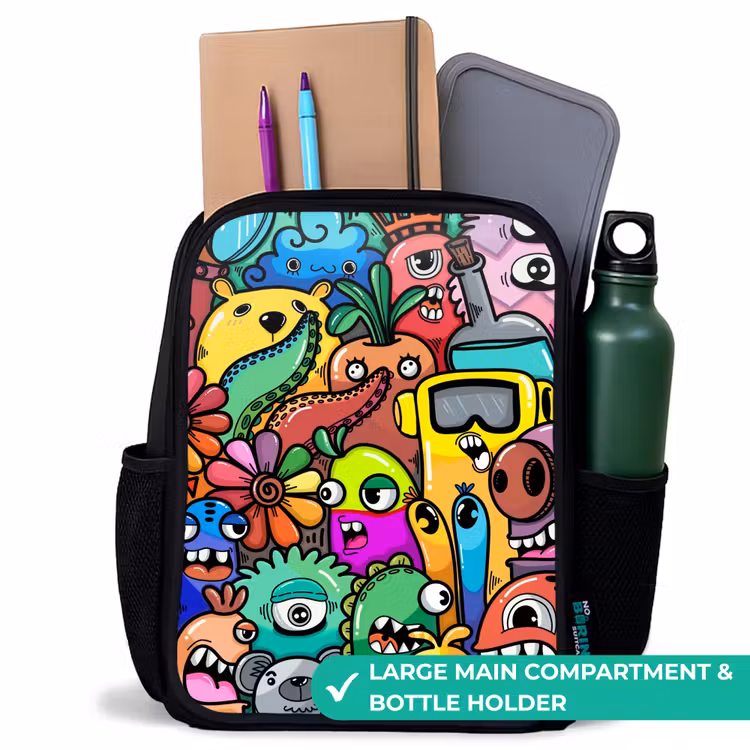 Kids backpack - Black - Colorful Monster Parade — 10