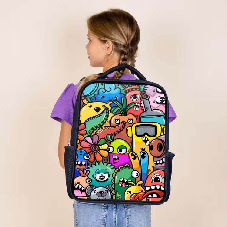Kids backpack - Black - Colorful Monster Parade — 4
