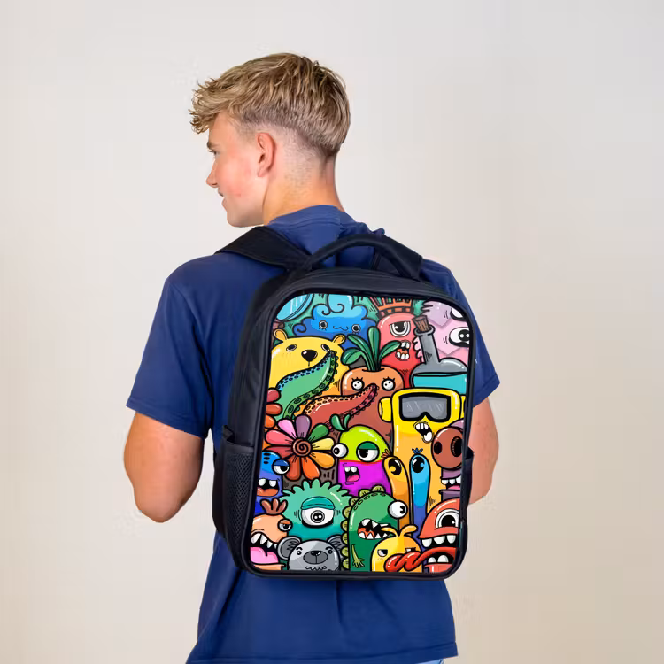 Kids backpack - Black - Colorful Monster Parade — 5