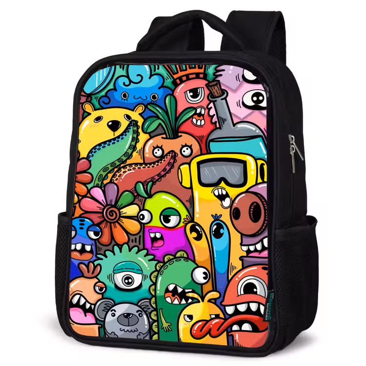 Kids backpack - Black - Colorful Monster Parade — 6