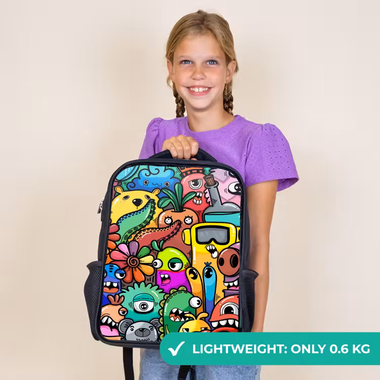 Kids backpack - Black - Colorful Monster Parade — 9