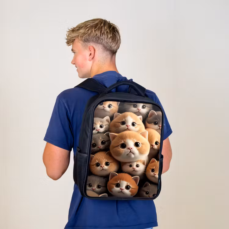 Kids backpack - Black - Cuddle Cats — 5