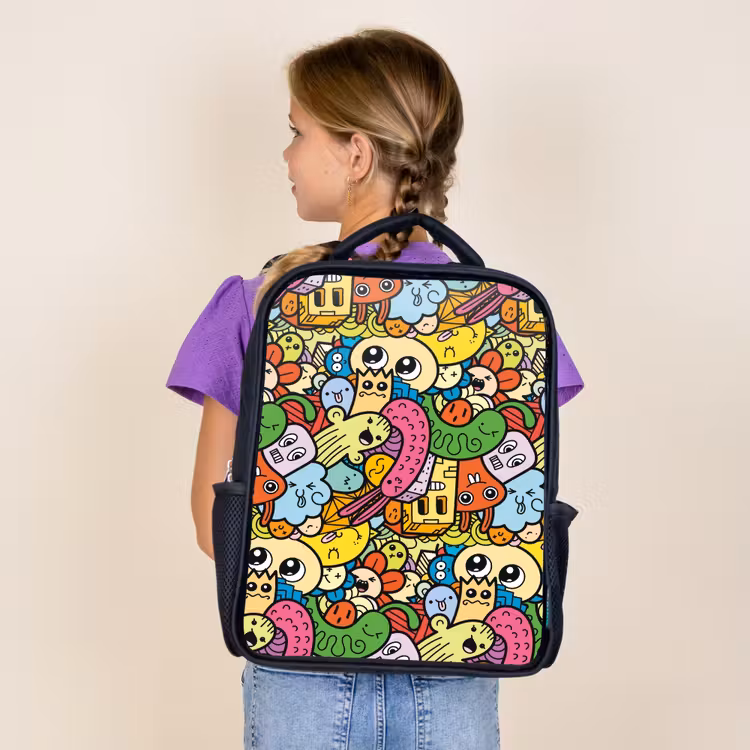 Kids backpack - Black - Cute Beasts in Town — 4