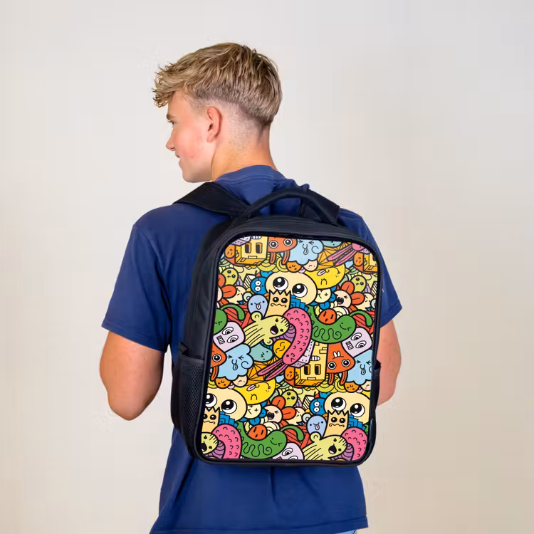 Kids backpack - Black - Cute Beasts in Town — 5