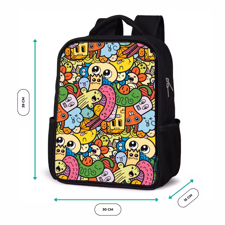 Kids backpack - Black - Cute Beasts in Town — 8