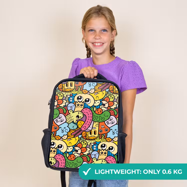 Kids backpack - Black - Cute Beasts in Town — 9