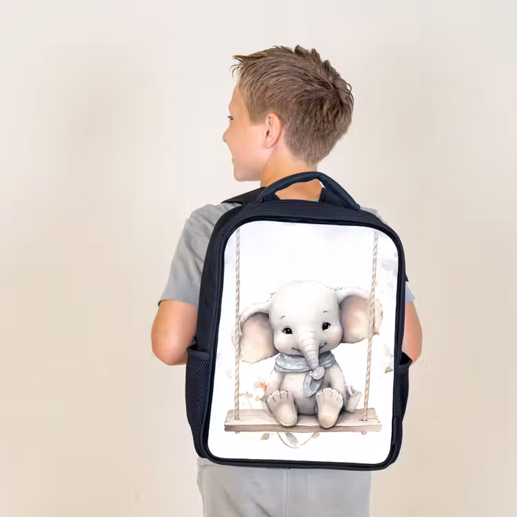 Kids backpack - Black - Elephant - Animal - Children — 2