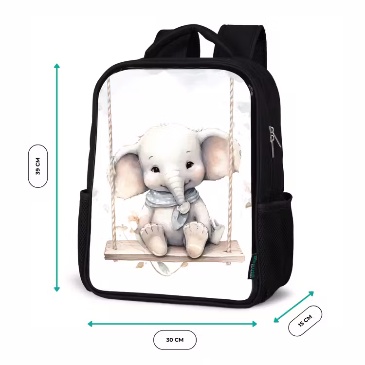 Kids backpack - Black - Elephant - Animal - Children — 8