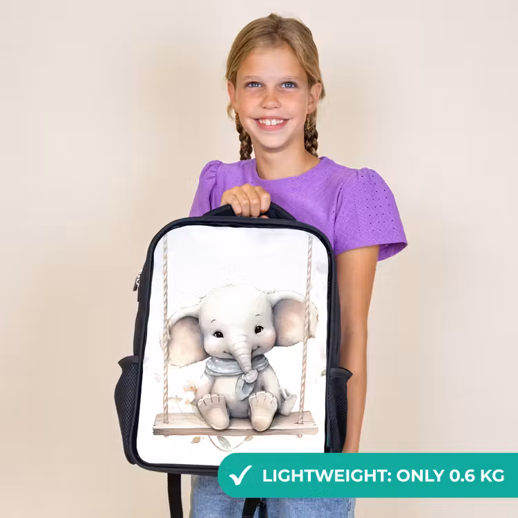 Kids backpack - Black - Elephant - Animal - Children — 9