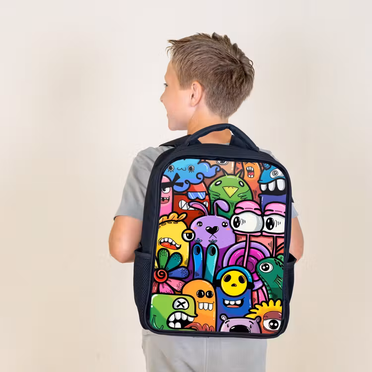 Kids backpack - Black - Funny Monster Gang — 2
