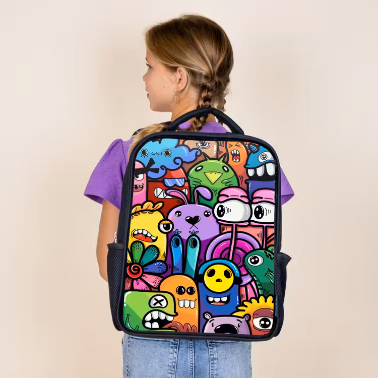 Kids backpack - Black - Funny Monster Gang — 4