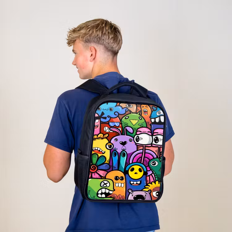 Kids backpack - Black - Funny Monster Gang — 5