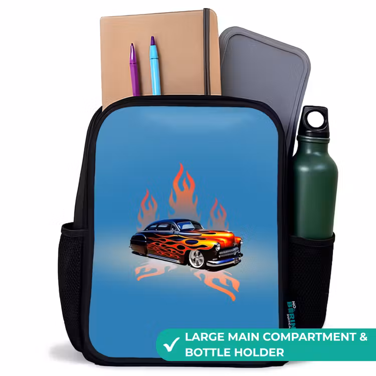 Kids backpack - Black - Hotrod flames — 10