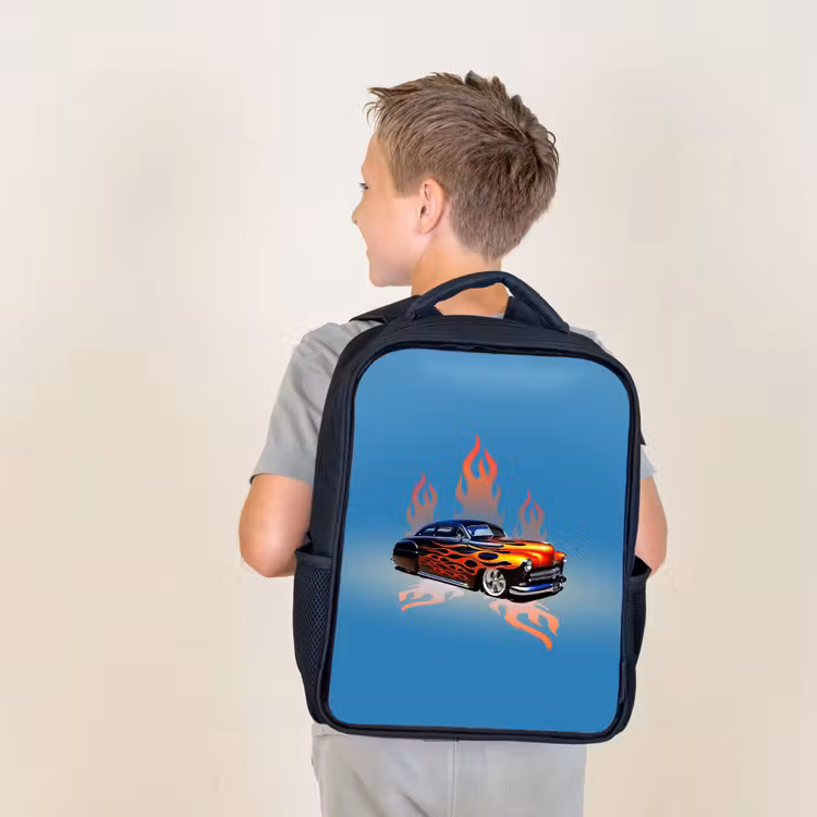 Kids backpack - Black - Hotrod flames — 2