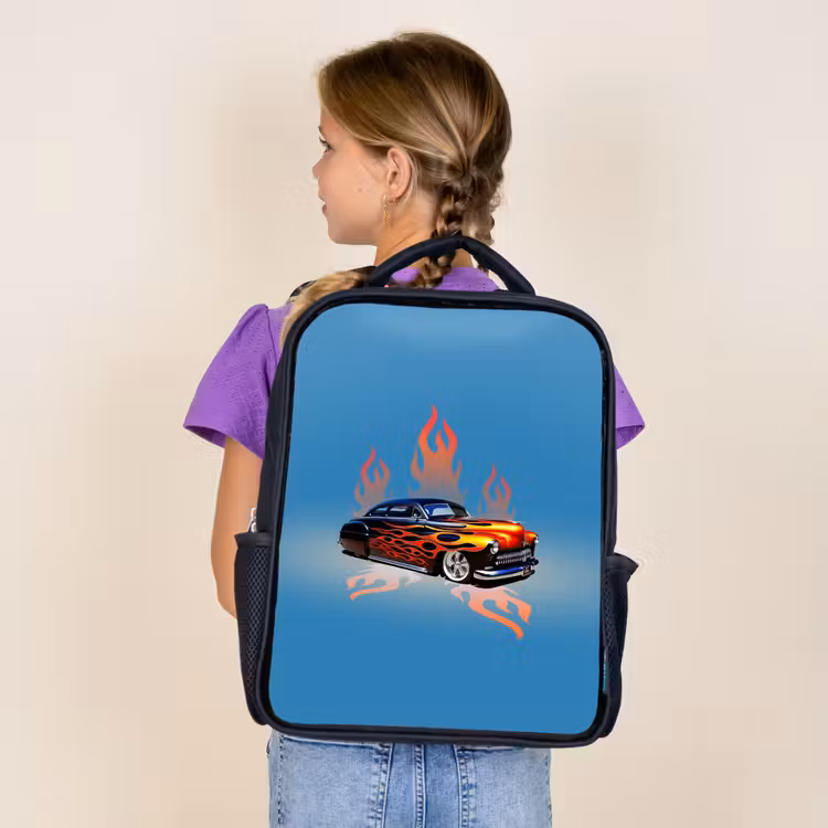 Kids backpack - Black - Hotrod flames — 4
