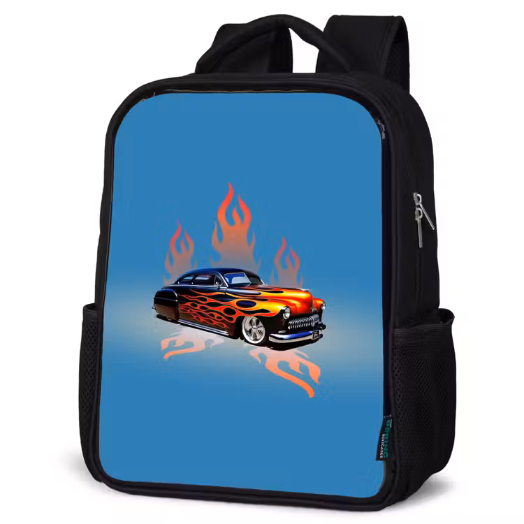 Kids backpack - Black - Hotrod flames — 6