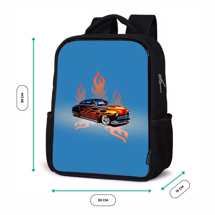 Kids backpack - Black - Hotrod flames — 8