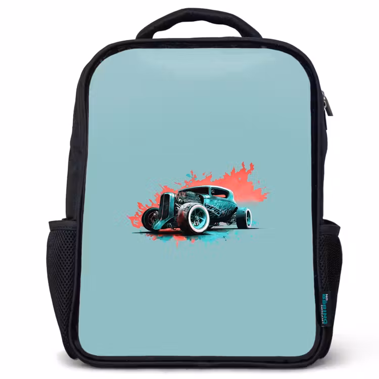 Kids backpack - Black - Hotrod turquoise — 1