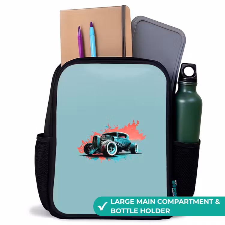 Kids backpack - Black - Hotrod turquoise — 10