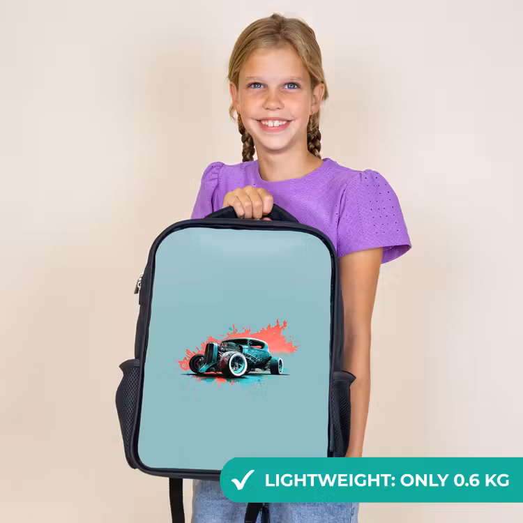Kids backpack - Black - Hotrod turquoise — 9