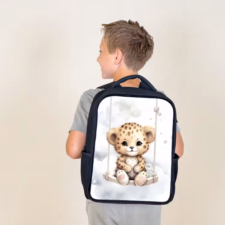 Kids backpack - Black - Leopard - Animal - Children — 2