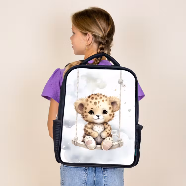 Kids backpack - Black - Leopard - Animal - Children — 4
