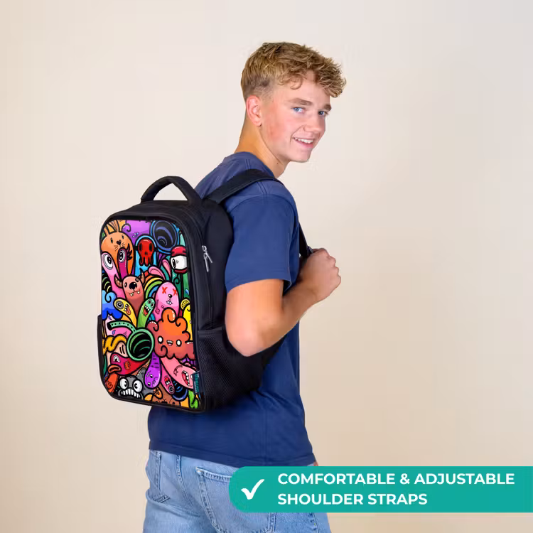 Kids backpack - Black - Merry Monster Chaos — 11