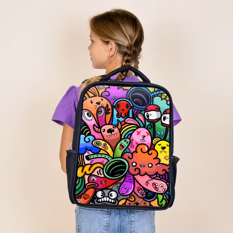 Kids backpack - Black - Merry Monster Chaos — 4