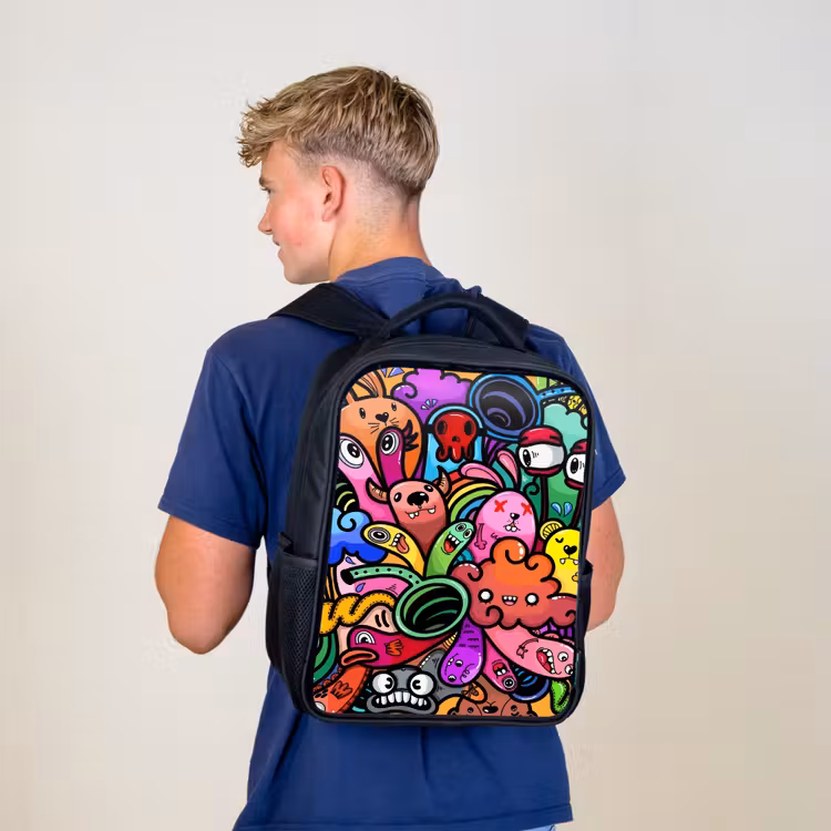 Kids backpack - Black - Merry Monster Chaos — 5