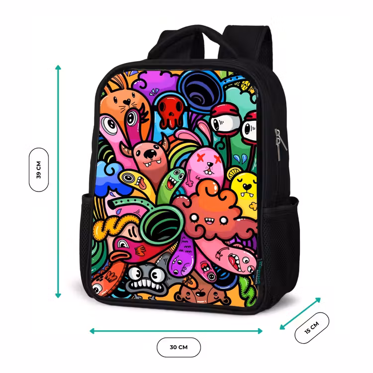 Kids backpack - Black - Merry Monster Chaos — 8