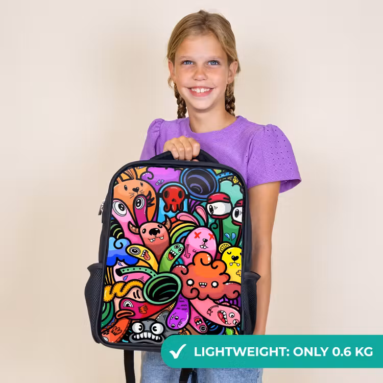 Kids backpack - Black - Merry Monster Chaos — 9