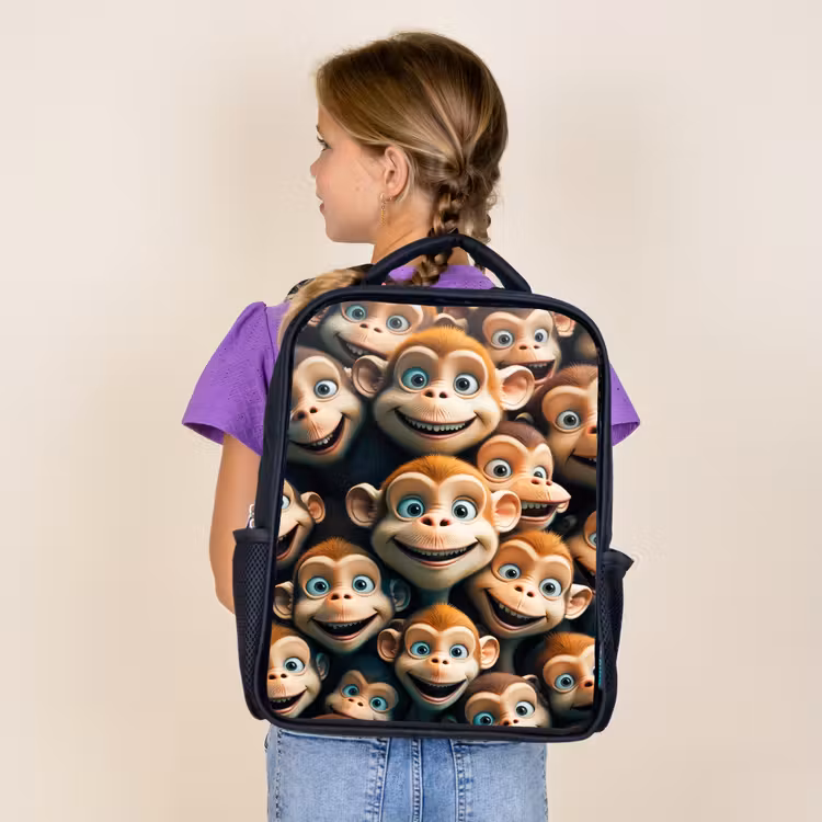 Kids backpack - Black - Monkey Strokes — 4