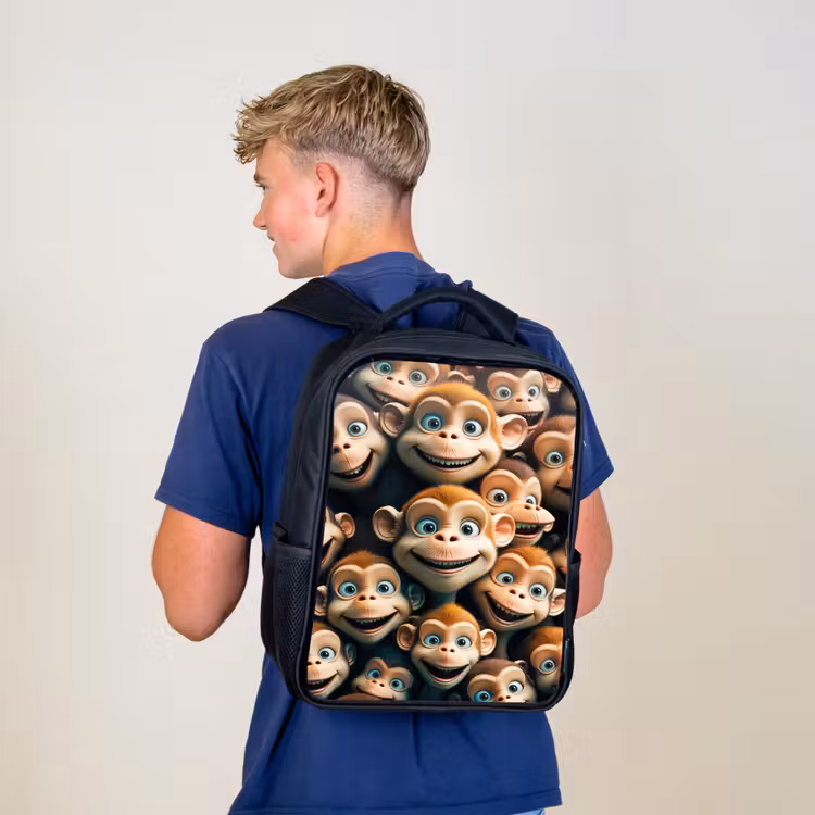 Kids backpack - Black - Monkey Strokes — 5