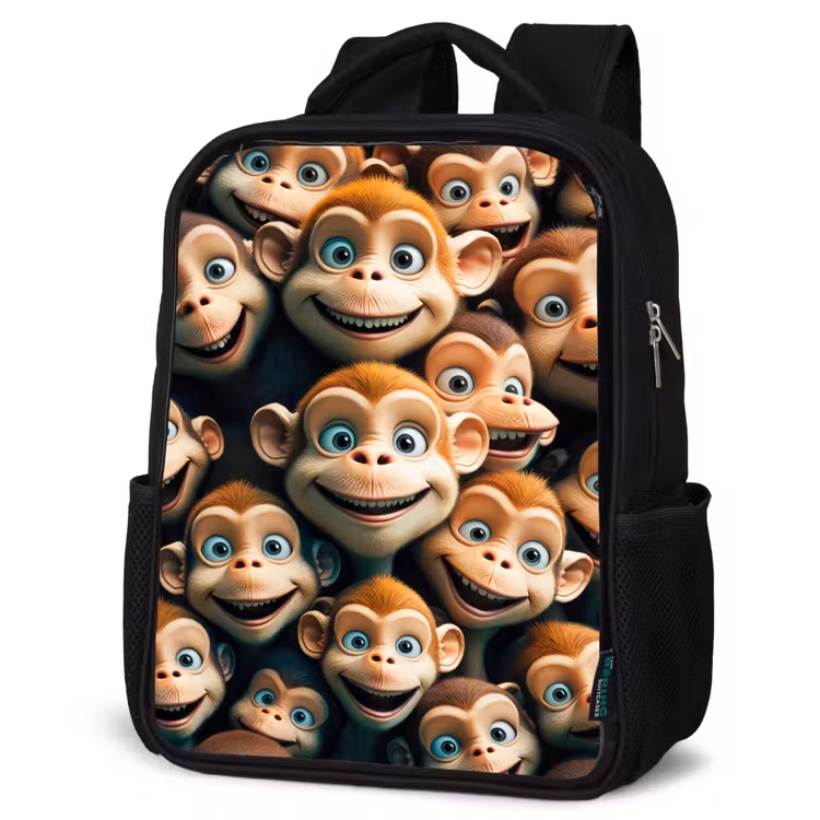 Kids backpack - Black - Monkey Strokes — 6
