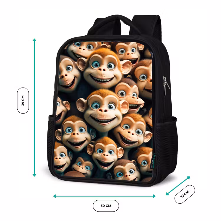 Kids backpack - Black - Monkey Strokes — 8
