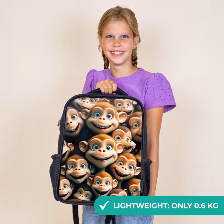 Kids backpack - Black - Monkey Strokes — 9