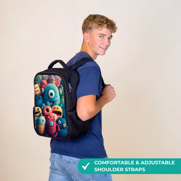 Kids backpack - Black - Monster Crowd — 11