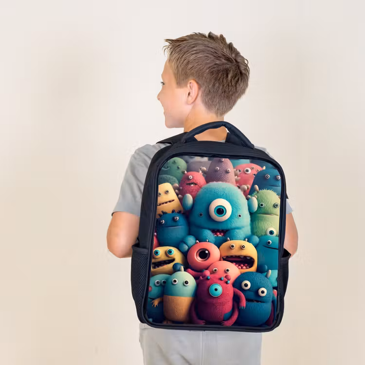 Kids backpack - Black - Monster Crowd — 2