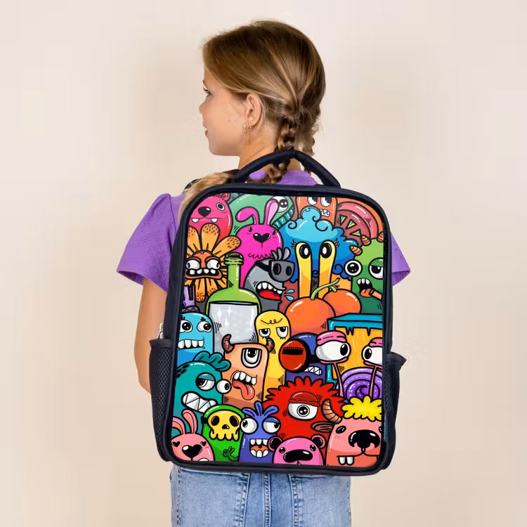 Kids backpack - Black - Monster with 1 Eye — 4