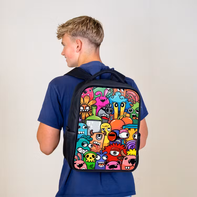 Kids backpack - Black - Monster with 1 Eye — 5