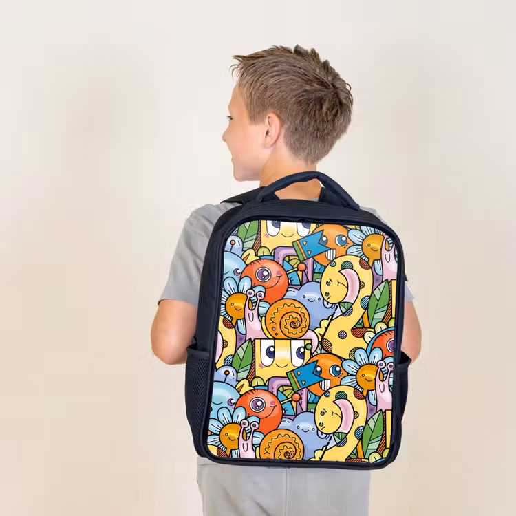 Kids backpack - Black - Monster with Dots — 2